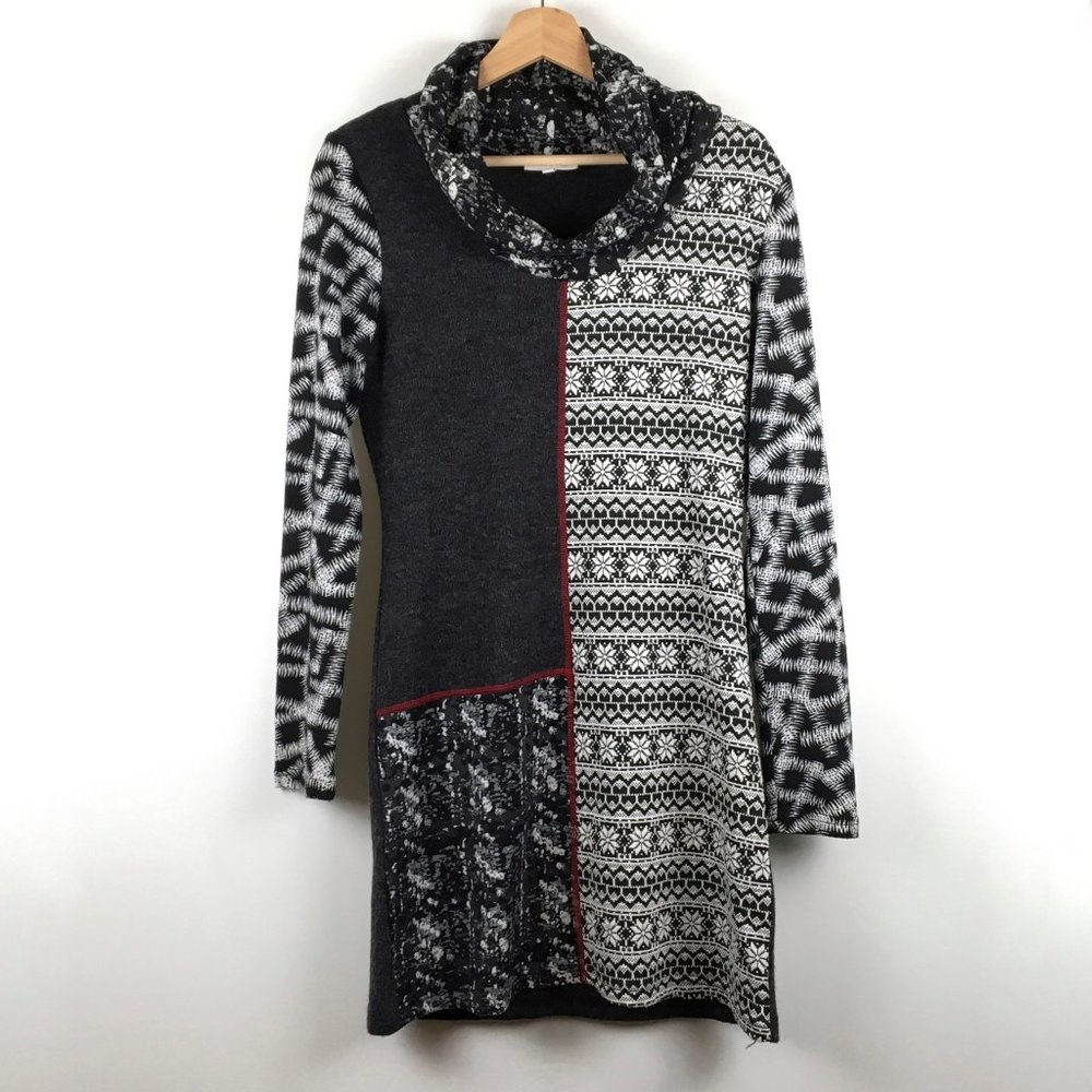 Adore Snowflake Marled Cowl Neck Sweater Tunic